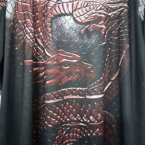 Big Men's Dragon Shirt Tshirt Red Dragon Black White Scales Big & Tall Size 6X - Picture 3 of 12